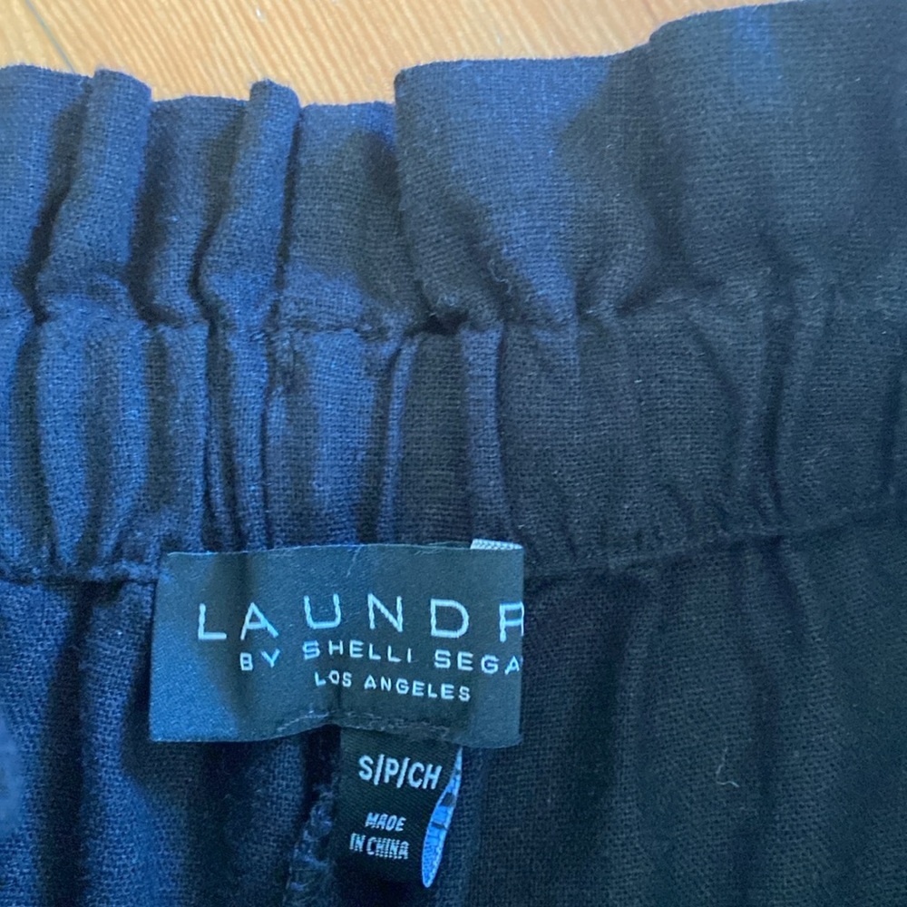 Laundry by Shelli Segal Black Linen Blend High Waist Pull On Shorts Small‎ - Picture 2 of 4
